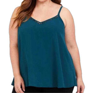 Torrid NWT Deep Teal Swing Chiffon Cami With Sequins